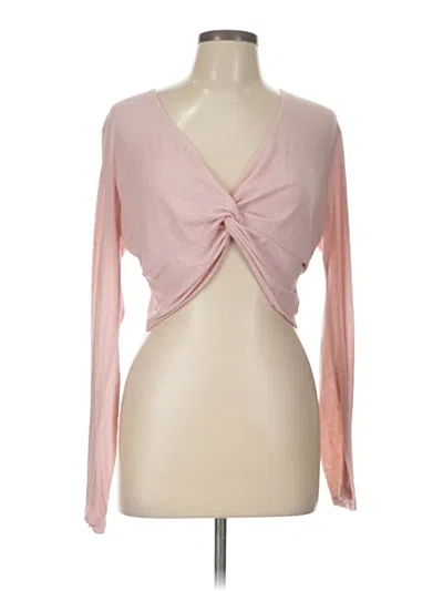 Pre-owned Wild Fable Long Sleeve Top Pink Plunge Neckline Tops