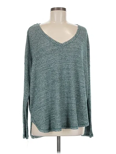 Pre-owned Wild Fable Long Sleeve Top Teal V-neck Tops