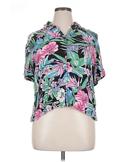 Pre-owned Wild Fable Short Sleeve Blouse In Black