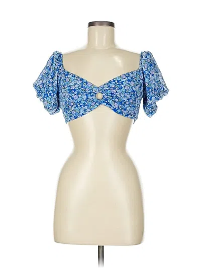 Pre-owned Wild Fable Short Sleeve Blouse In Blue