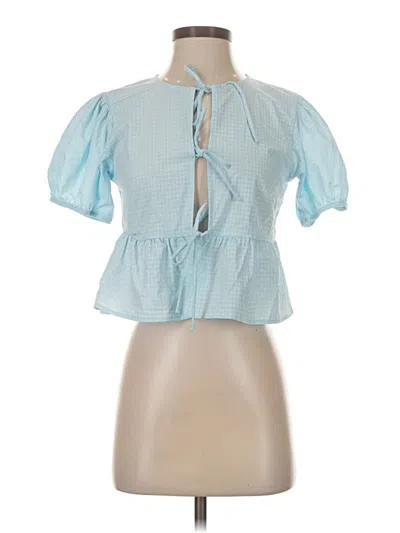 Pre-owned Wild Fable Short Sleeve Blouse In Blue