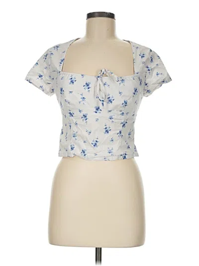 Pre-owned Wild Fable Short Sleeve Blouse In Blue