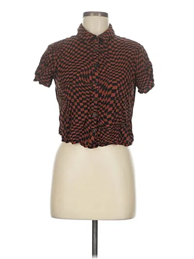 Pre-owned Wild Fable Short Sleeve Blouse In Brown