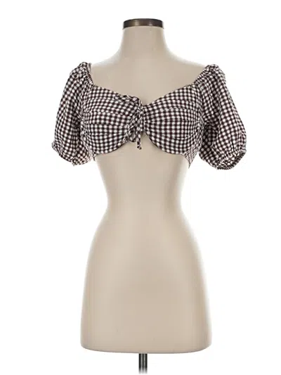 Pre-owned Wild Fable Short Sleeve Blouse In Brown