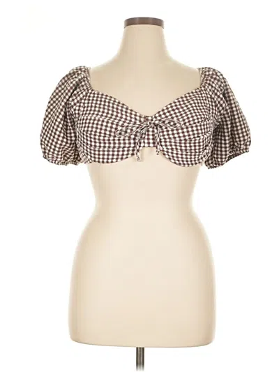 Pre-owned Wild Fable Short Sleeve Blouse In Brown