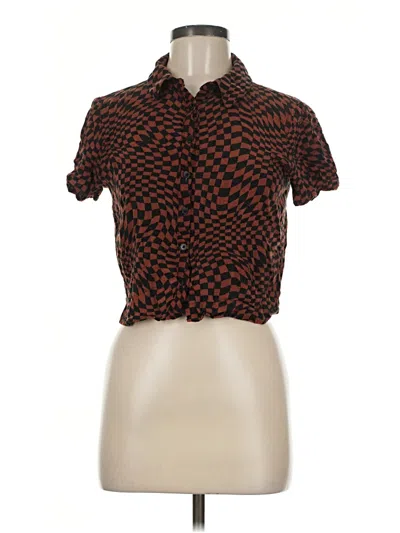 Pre-owned Wild Fable Short Sleeve Blouse In Brown