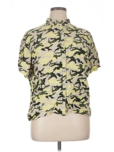 Pre-owned Wild Fable Short Sleeve Blouse In Green