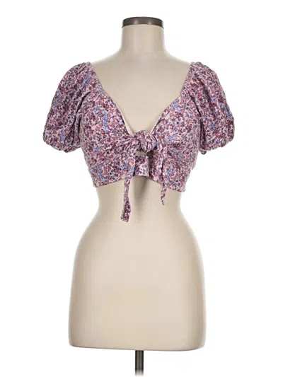 Pre-owned Wild Fable Short Sleeve Blouse In Purple