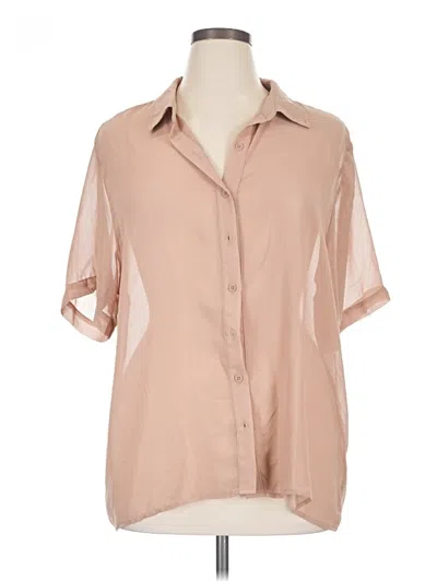 Pre-owned Wild Fable Short Sleeve Blouse In Tan