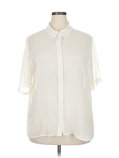Pre-owned Wild Fable Short Sleeve Blouse In White