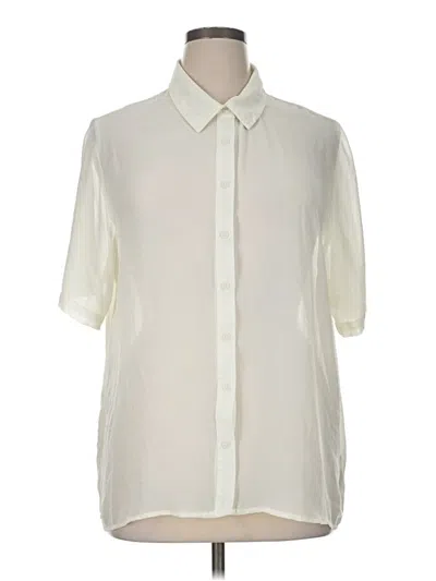 Pre-owned Wild Fable Short Sleeve Blouse In White