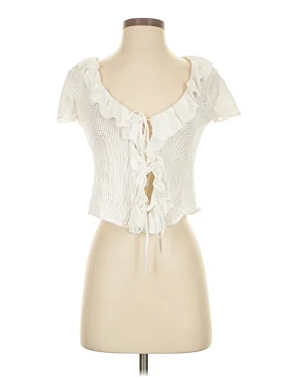 Pre-owned Wild Fable Short Sleeve Blouse In White