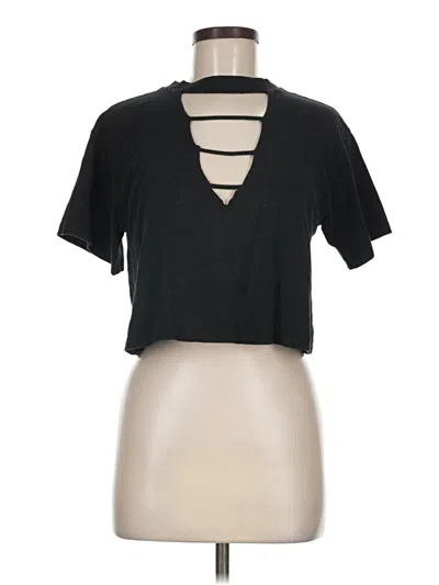 Pre-owned Wild Fable Short Sleeve Top Black Keyhole Neckline Tops