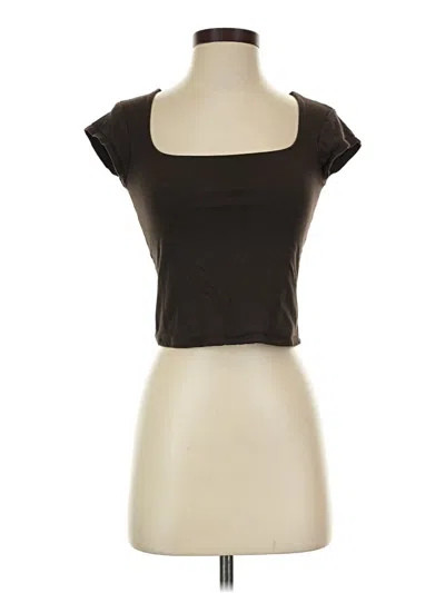 Pre-owned Wild Fable Short Sleeve Top Brown Scoop Neck Tops