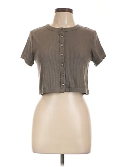 Pre-owned Wild Fable Short Sleeve Top Gray Mock Neckline Tops