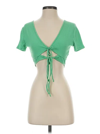 Pre-owned Wild Fable Short Sleeve Top Green Sweetheart Neckline Tops