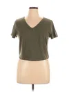 Wild Fable Short Sleeve Top Green V Neck Tops In Green