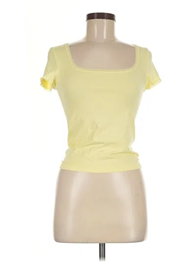 Pre-owned Wild Fable Short Sleeve Top Yellow Sweetheart Neckline Tops