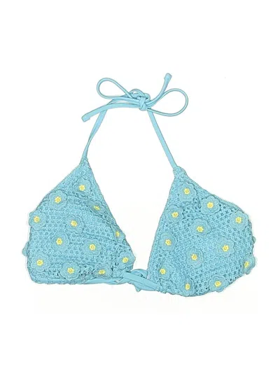 Pre-owned Wild Fable Swimsuit Top Blue Hearts Pattern Swimwear