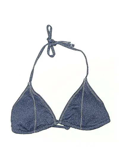 Pre-owned Wild Fable Swimsuit Top Blue Tweed Pattern Swimwear
