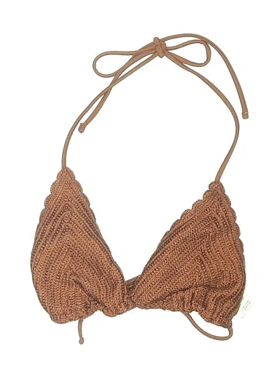 Pre-owned Wild Fable Swimsuit Top Brown Chevron/herringbone Pattern Swimwear