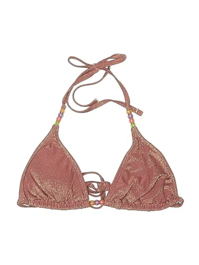Pre-owned Wild Fable Swimsuit Top Brown Tweed Pattern Swimwear