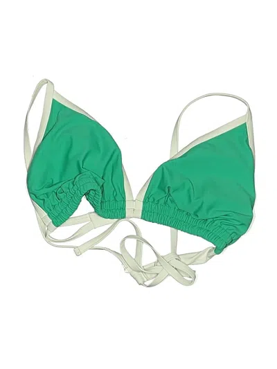 Pre-owned Wild Fable Swimsuit Top Green Color Block Pattern Swimwear