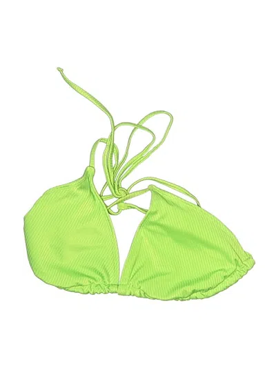 Pre-owned Wild Fable Swimsuit Top Green Solid Pattern Swimwear