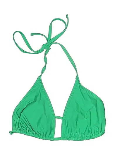 Pre-owned Wild Fable Swimsuit Top Green Solid Pattern Swimwear