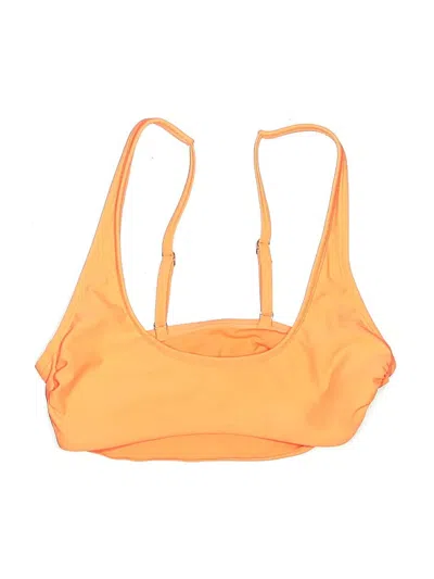 Pre-owned Wild Fable Swimsuit Top Orange Solid Pattern Swimwear
