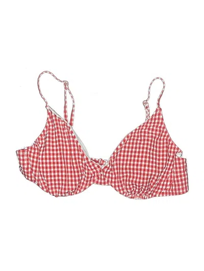 Pre-owned Wild Fable Swimsuit Top Red Checkered/gingham Pattern Swimwear