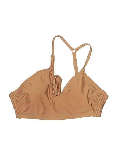 Pre-owned Wild Fable Swimsuit Top Tan Solid Pattern Swimwear In Brown