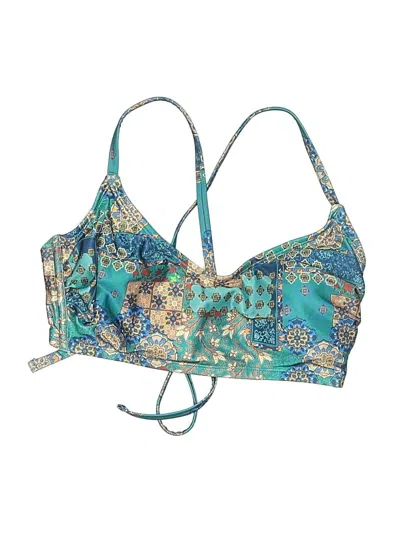 Pre-owned Wild Fable Swimsuit Top Teal Paisley Pattern Swimwear