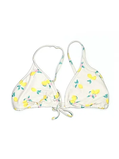 Pre-owned Wild Fable Swimsuit Top White Floral Pattern Swimwear
