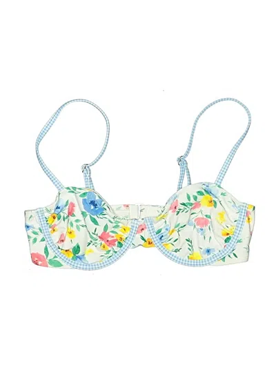 Pre-owned Wild Fable Swimsuit Top White Floral Pattern Swimwear