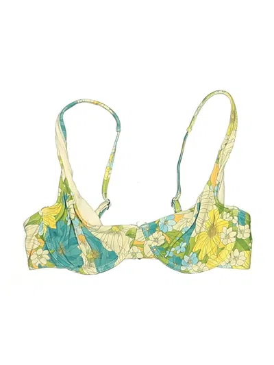 Pre-owned Wild Fable Swimsuit Top Yellow Floral Pattern Swimwear