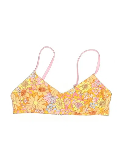 Pre-owned Wild Fable Swimsuit Top Yellow Floral Pattern Swimwear