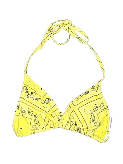 Pre-owned Wild Fable Swimsuit Top Yellow Print Pattern Swimwear