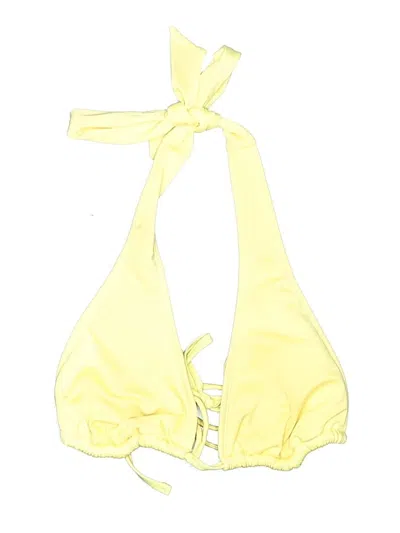 Pre-owned Wild Fable Swimsuit Top Yellow Solid Pattern Swimwear