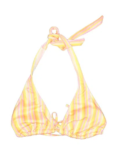 Pre-owned Wild Fable Swimsuit Top Yellow Stripes Pattern Swimwear