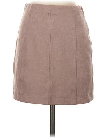 Pre-owned Wild Honey Faux Leather Skirt In Tan