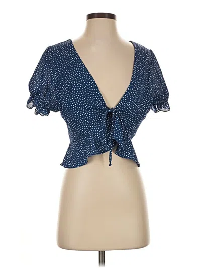 Pre-owned Wild Honey Short Sleeve Blouse In Blue