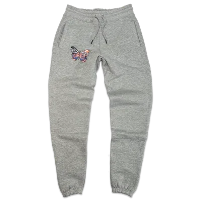 Wild Lady Lils Grey Wild Lady Embroidered Butterfly Sweatpant In Heather Gray