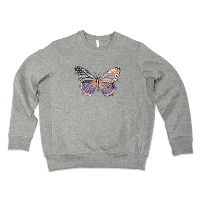 Wild Lady Lils Grey Wild Lady Embroidered Butterfly Sweatshirt In Heather Gray