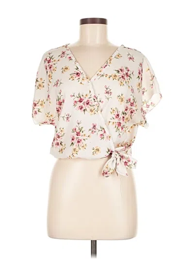 Pre-owned Wild Love Short Sleeve Blouse In White