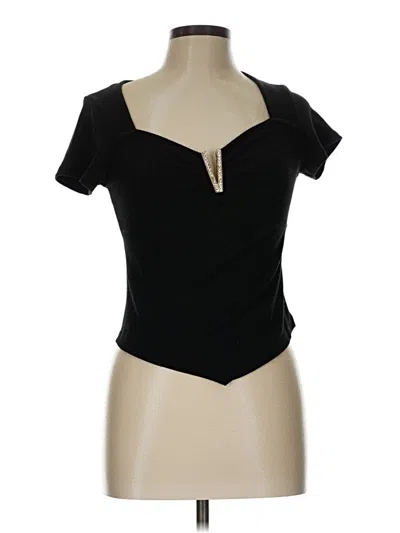 Pre-owned Wild Love Short Sleeve Henley Shirt In Black