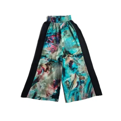 Wild Mary Gold Women's Black / Green Lotus Wide Leg Pants In Black/green