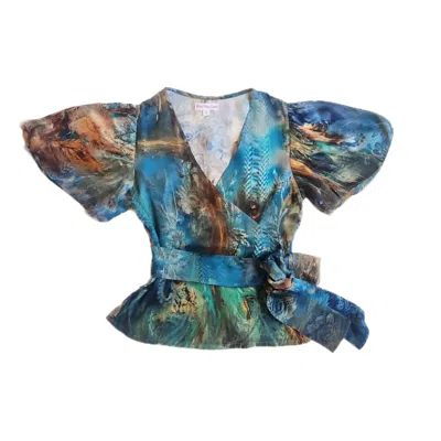 Wild Mary Gold Women's Blue Wrap Top - Gilded Age