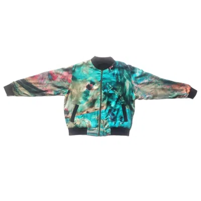 Wild Mary Gold Women's Green Lotus Reversible Bomber Jacket