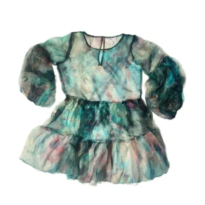 Wild Mary Gold Women's Green Mini Sheer Overlay Dress